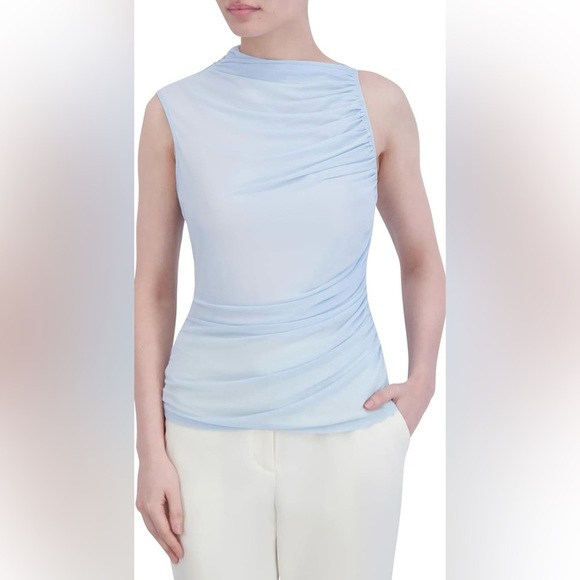 BCBGMAXAZRIA Women's Asymmetrical Neck Short Dolman Sleeves Pullover Drape Top - Picture 1 of 4